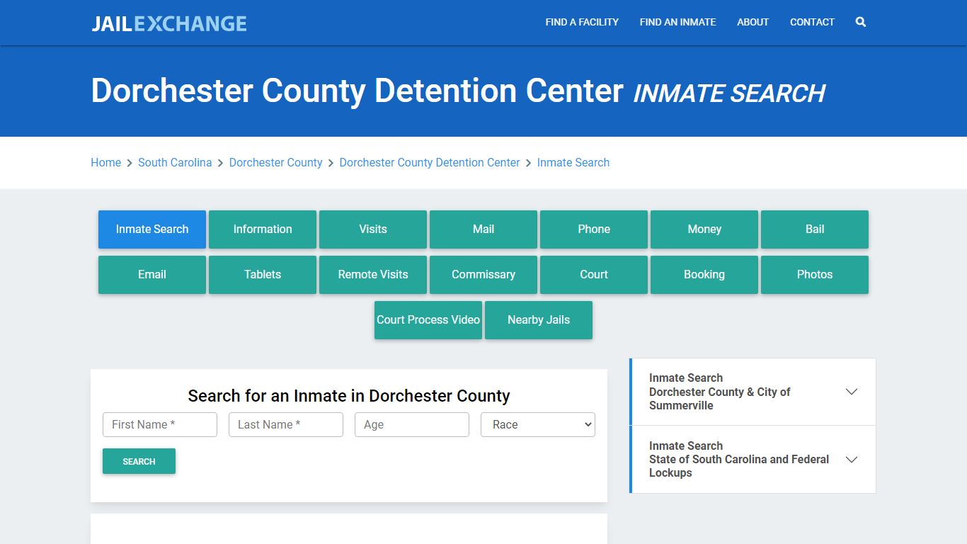 Dorchester County Detention Center Inmate Search - Jail Exchange